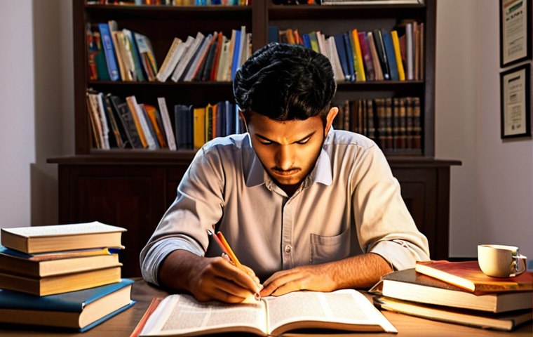 **

"A student studying for the electrical installation license exam, surrounded by textbooks, notes, and online resources, looking focused and determined.  The scene should convey a sense of diligent preparation and highlight the importance of utilizing various study materials. Include elements reflecting Urdu/South Asian culture, like a cup of chai or traditional study lamp. "

**