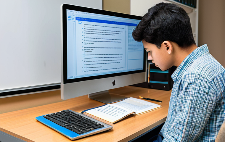 A diligent electrical engineering student, fully clothed in modest, professional-casual attire, is intently focused on a laptop screen in a modern, well-lit study room. The screen displays an organized digital interface showcasing restored past electrical engineering exam questions and interactive study tools. A few neatly stacked textbooks and a cup of tea are on the clean, wooden desk. The student is depicted in a natural pose, deeply concentrating on the material. This image conveys efficient, structured preparation for academic success. Perfect anatomy, correct proportions, well-formed hands, proper finger count, natural body proportions. Safe for work, appropriate content, fully clothed, professional photography, high quality.