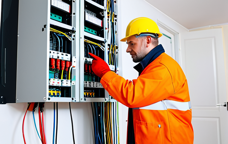 **

"A professional electrician, fully clothed in appropriate work attire and safety gloves, inspecting electrical wiring in a residential setting. The wiring is neatly organized and color-coded. Emphasis on safety and precision. Bright, well-lit scene. Safe for work, appropriate content, fully clothed, professional. Perfect anatomy, correct proportions, natural pose, well-formed hands, proper finger count, natural body proportions, high quality."

**